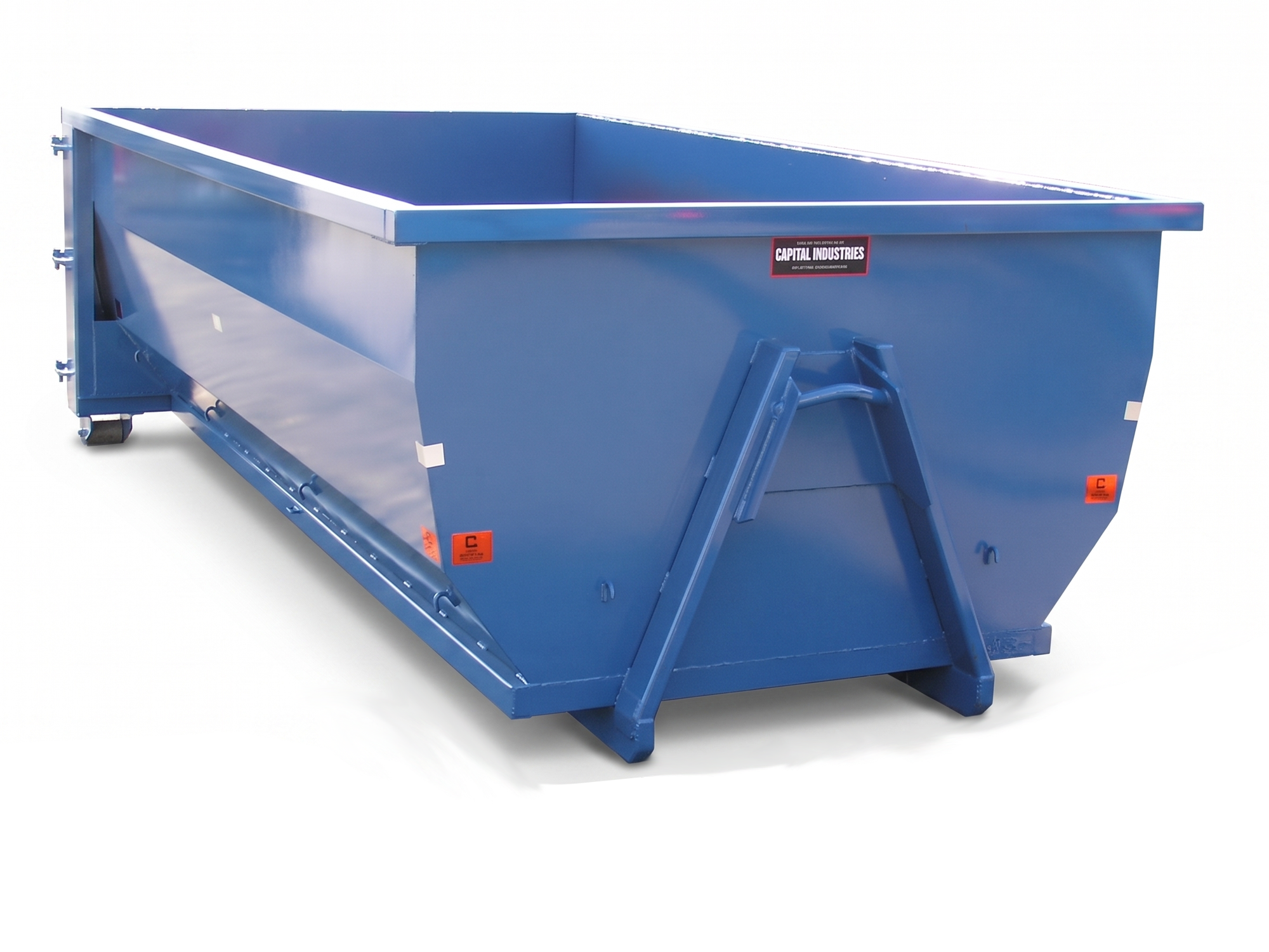 A steel tub-style roll off container from Capital Industries