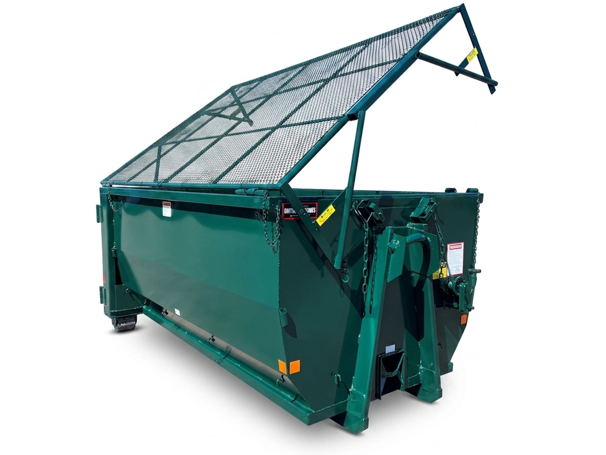 15 cubic yard roll-off container with screen lid