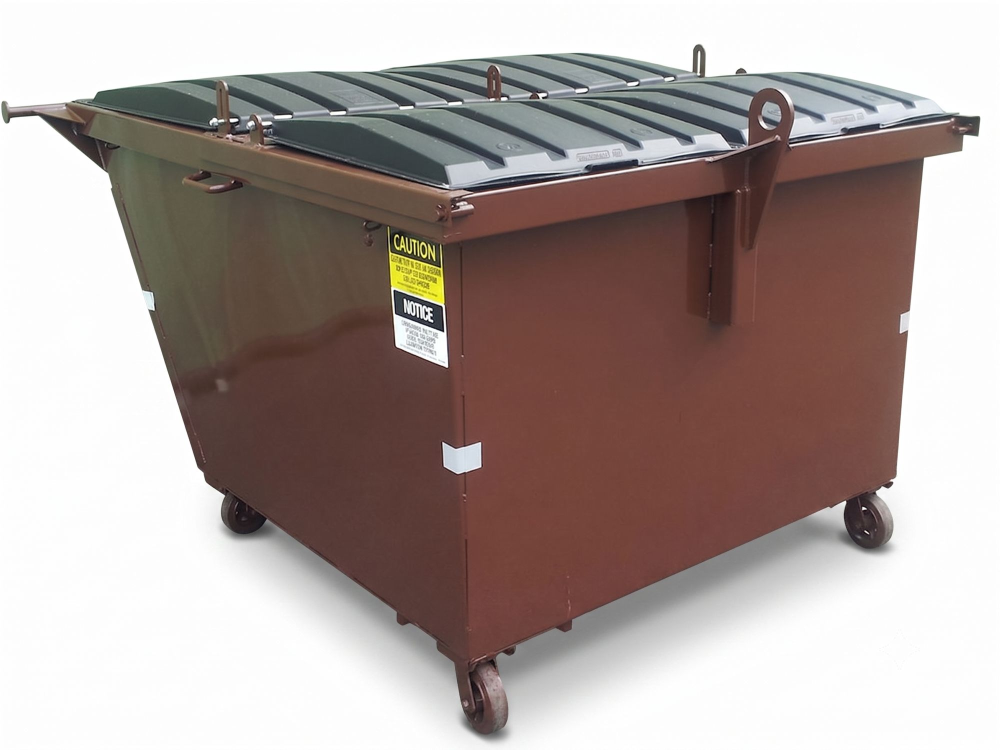 3 cubic yard rear load container with sloped lid