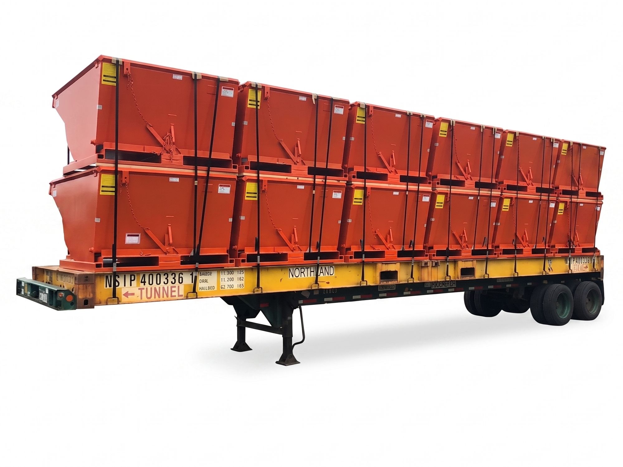 self-dumping hoppers on trailer