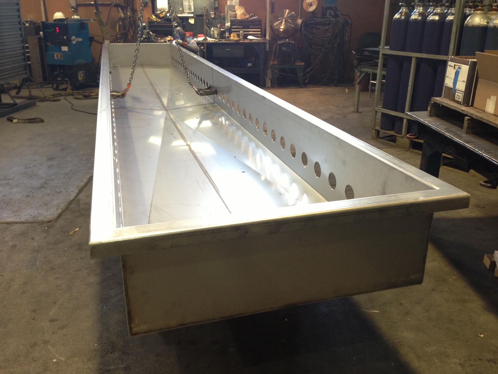 A 24 ft. stainless steel kettle in final weld