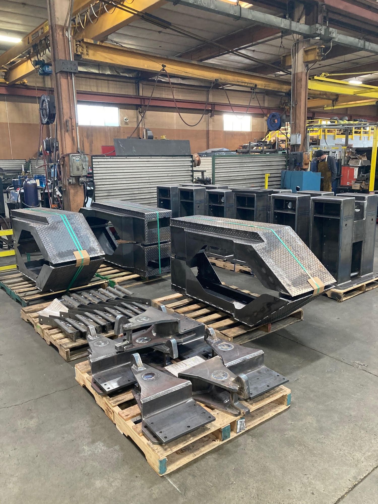 Assorted heavy weldments ready for powder coating