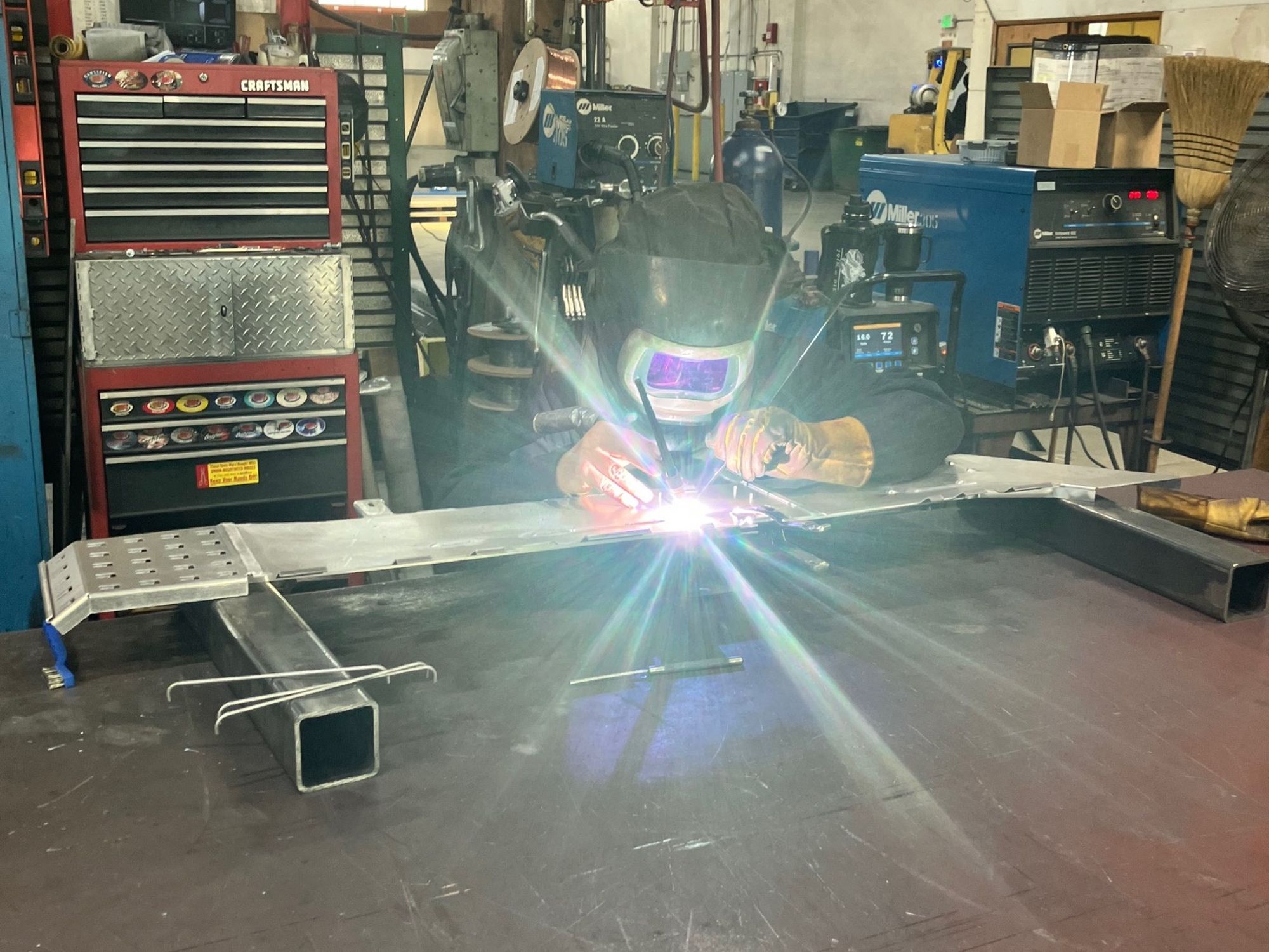 TIG welding a light gauge aluminum cable duct