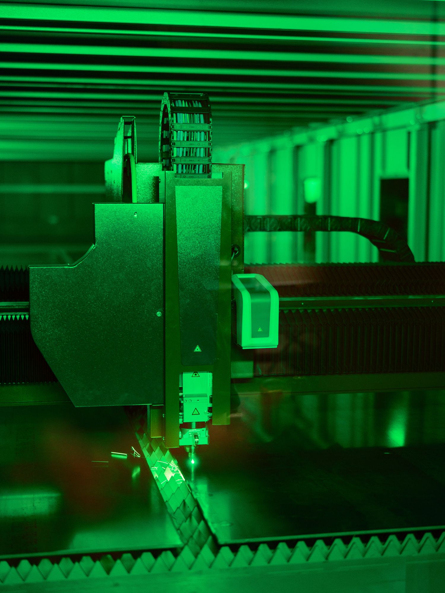 Metal being cut in the